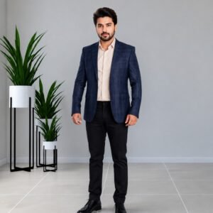 Blue checks -coat vs black pant