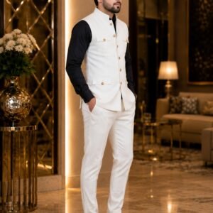 White -4 pocket Hunting Jacket ( pure Lilan ) set