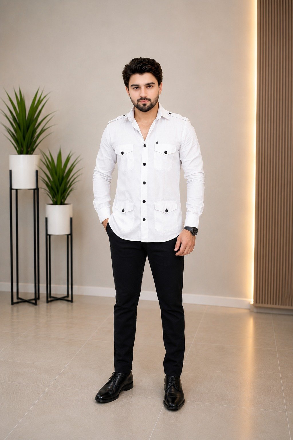 White -pure Lilan Hunting ( shirt )
